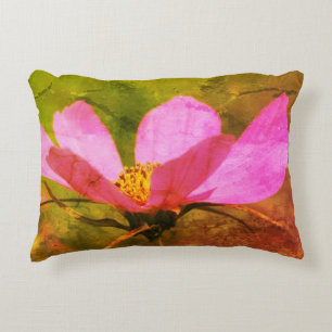 Enkelt Rosa Cosmos Flower Abstrakt Grunge Prydnadskudde