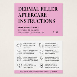 Enkelt Rosa Dermal Filler Aftercare-kort Visitkort