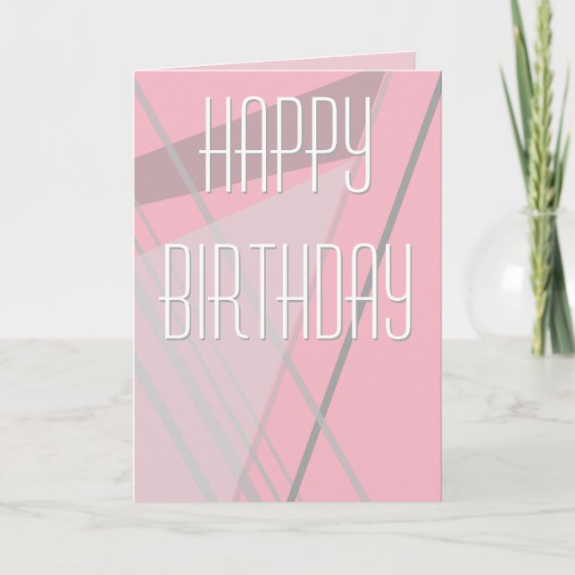 Enkelt Rosa Geometric Birthday Card Kort (Framsida)