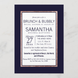 Enkelt rosa guld fodrad marinblå frunchskumpa inbjudningar