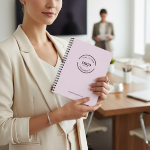 Enkelt Rosa Minimalistiskt Anpassat Logotyp Varumä Anteckningsbok