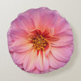 Enkelt Rosa och Lila Zinnias blomsterrunda fyllnin Rund Kudde