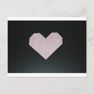 enkelt rosa origami-hjärta vykort