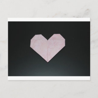 enkelt rosa origami-hjärta vykort