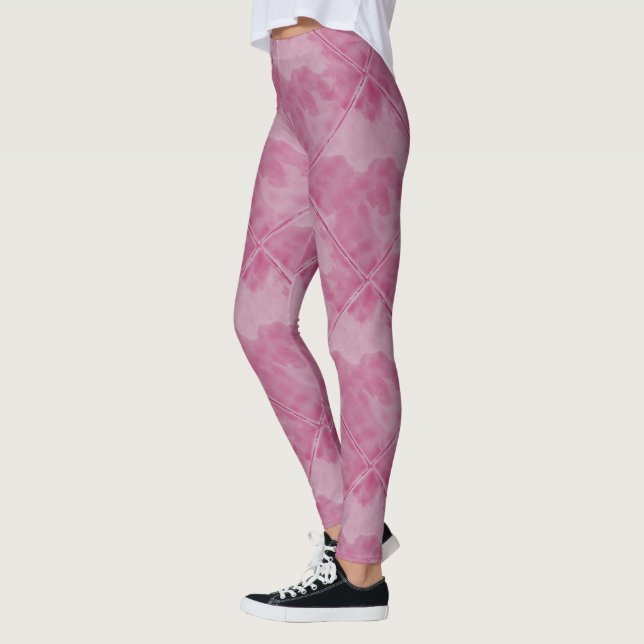 Enkelt rosa rutigt keramiskt belägger med tegel leggings (Vänster)