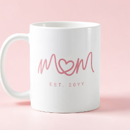 Enkelt Rosa Skript Hjärtan Söt Mamma Establerad Kaffemugg