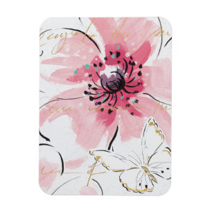 Enkelt rosa vattenfärgblommigt magnet