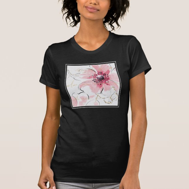 Enkelt rosa | vattenfärgblommigt t shirt (Framsida)