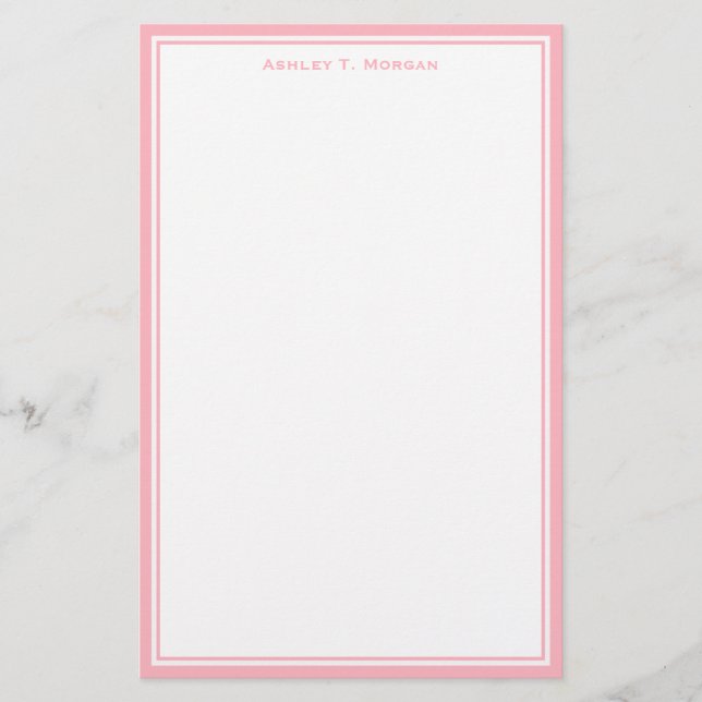 Enkelt Rosa White Personlig Stationery Brevpapper (Framsida)