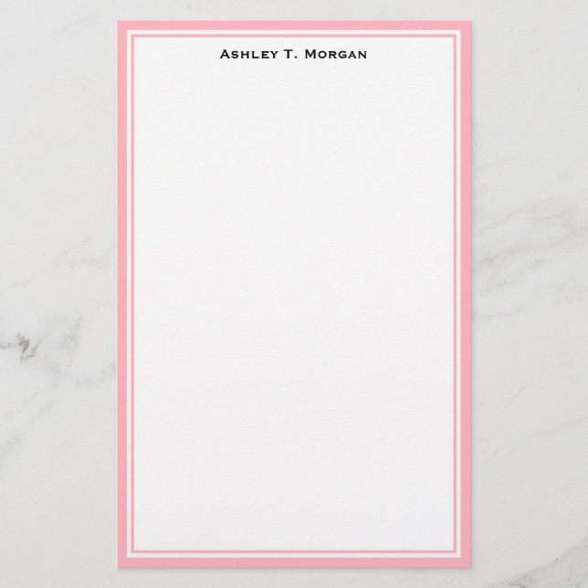 Enkelt Rosa White Personlig Stationery Brevpapper (Framsida)