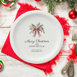 Enkelt rött band Bow Watercolor Holly-jul