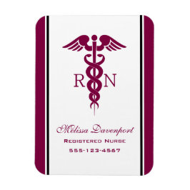 Enkelt rött Caduceus Sjuksköterska med medicinsk s Magnet