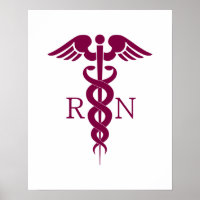 Enkelt rött Caduceus Sjuksköterska med medicinsk s