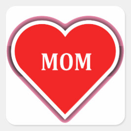 enkelt rött hjärta för mamma fyrkantigt klistermärke