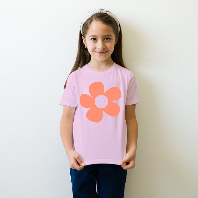 Enkelt rött Y2k Red Pastel Rosa Flower Kids T Shirt (Skapare uppladdad)