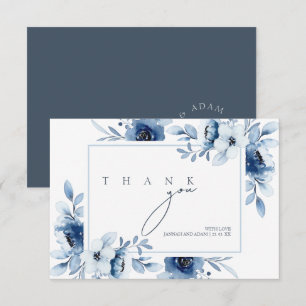 Enkelt Royal Blue Opulence Blommigt Bröllop Tack Kort