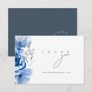 Enkelt Royal Blue Opulence Blommigt Ro Bröllop Tack Kort