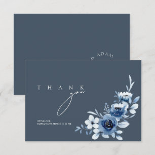 Enkelt Royal Blue Ro Blommigt Bröllop Tack Kort