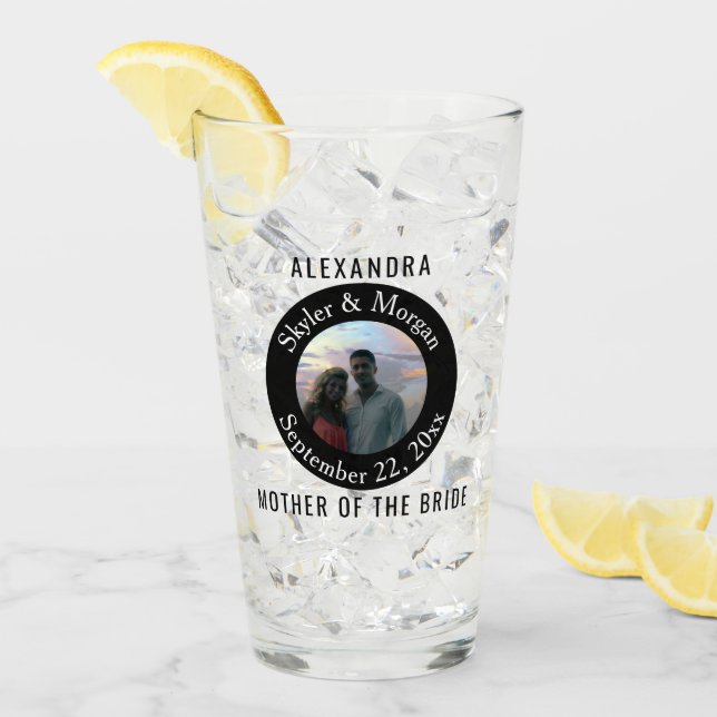 Enkelt runda, svart och vitt, Bröllop-foto Glaskopp (Framsida Ice)