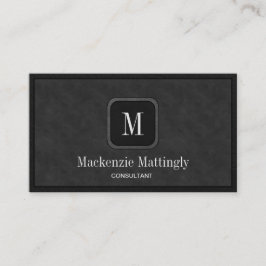 Enkelt Rustic Black Grått Vintage Leather Monogram Visitkort