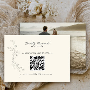 Enkelt Rustic Blommigt - minimalistiskt QR-kodfoto OSA Kort