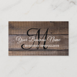 Enkelt Rustic Monogram-skript Visitkort