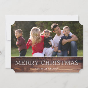 Enkelt Rustic Mörk Wood God jul-fotokort Julkort