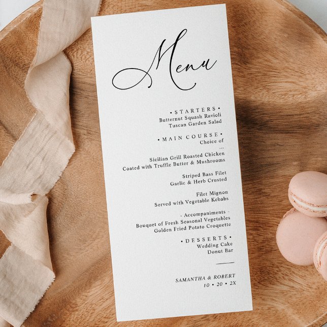 Enkelt Rustic Sage Grönt Bröllop Middag Menu Meny (Skapare uppladdad)