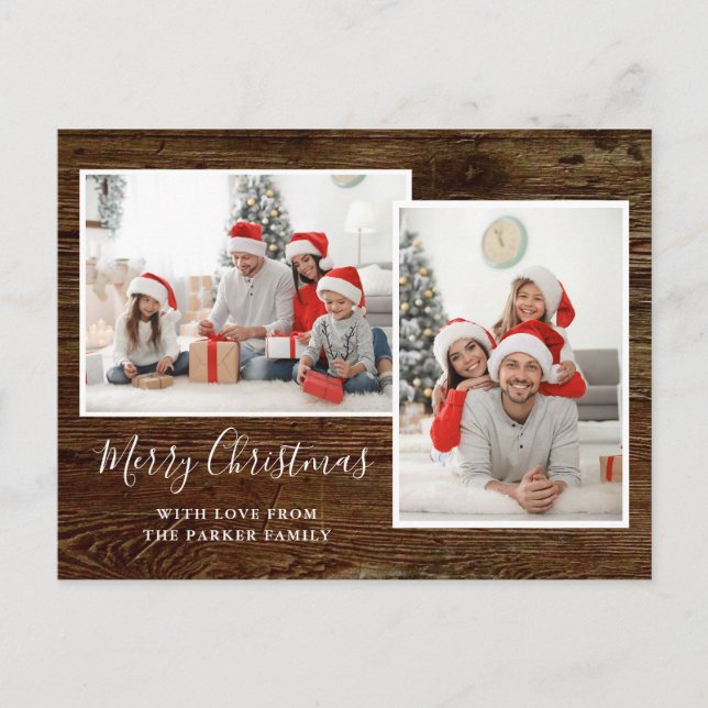 Enkelt Rustic-utseende två foto-God jul Helg Vykort (Framsida)
