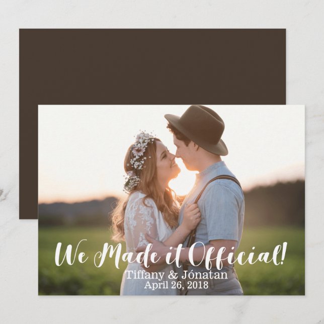 Enkelt, Rustic. Vi gjorde det till Officiell. Inbjudningar (Fram/baksida)