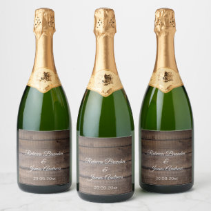 Enkelt Rustic Wood Bröllop Sparkling Vin Label Se