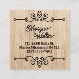 Enkelt Rustic Wood Flourish Monogram Vintage Retro Fyrkantigt Visitkort
