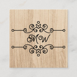 Enkelt Rustic Wood Flourish Monogram Vintage Retro Fyrkantigt Visitkort