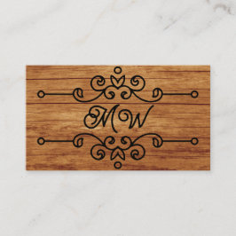 Enkelt Rustic Wood Flourish Monogram Vintage Retro Visitkort