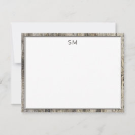 Enkelt Rustic Wood Gräns Monogram Initialer Anteckningskort
