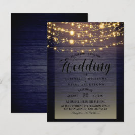Enkelt Rustik Trä Mörka Ljus Sträng bröllop  Inbjudningar