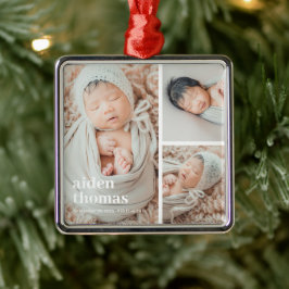 Enkelt rutnät med tre Personligers foto-ornament Julgransprydnad Metall