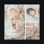 Enkelt rutnät med tre Personligers fotomagnet Magnet<br><div class="desc">Fotogåvor är de bästa gåvorna! Personlig enkelt med text och/eller bilder för ett anpassningsbar. Designad av Berry Berry Sweet. Visa fler design på www.berryberrysweet.com</div>