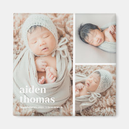 Enkelt rutnät med tre Personligers fotomagnet Magnet