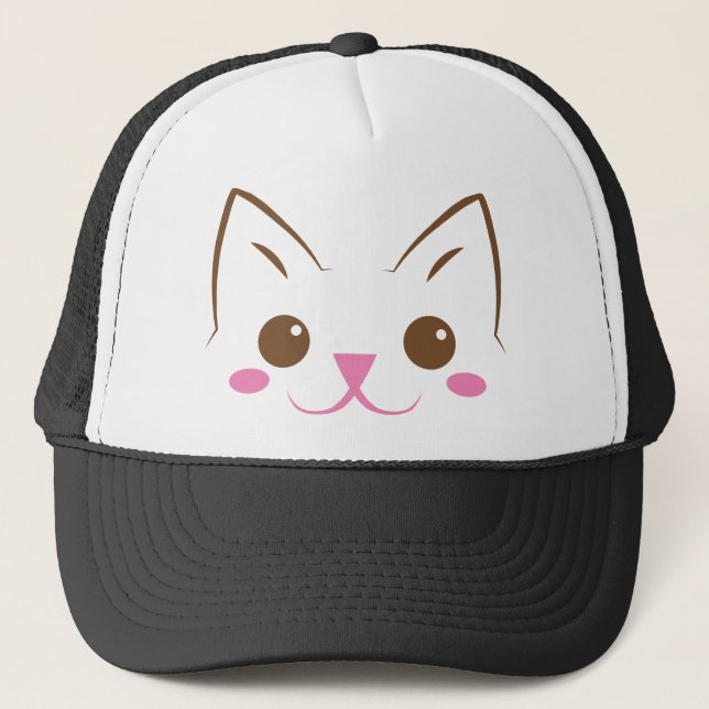 Enkelt så gulligt kattansikte! truckerkeps (Framsida)