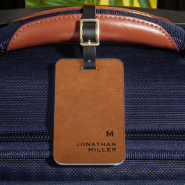 Enkelt Sable Leather Guld Monogram Bagagebricka