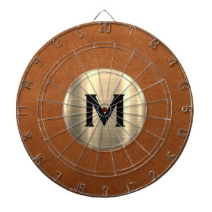 Enkelt Sable Leather Guld Monogram Darttavla