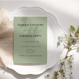 Enkelt Sage Grönt Bröllop Evening Party Inbjudan
