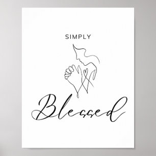Enkelt Salig Minimalistisk Kristet Linjedragning Poster