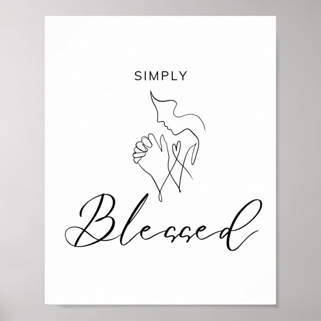 Enkelt Salig Minimalistisk Kristet Linjedragning Poster (Framsidan)
