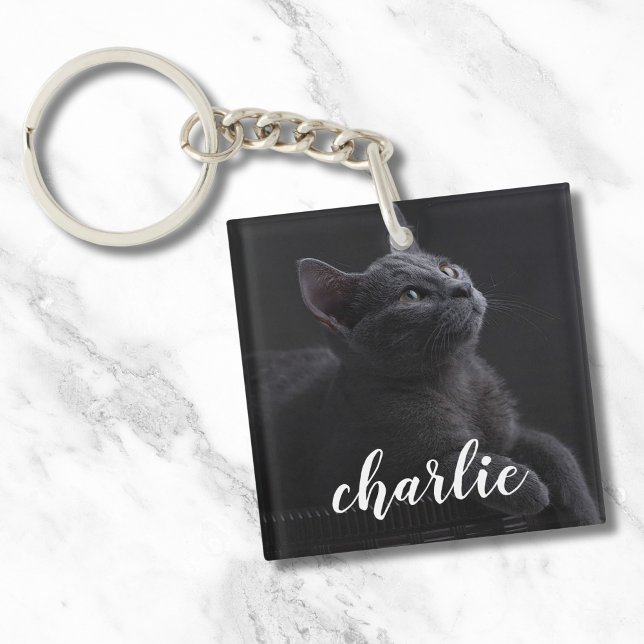 Enkelt sällskapsfoto Cat Namn (Pet Photo Keychain)