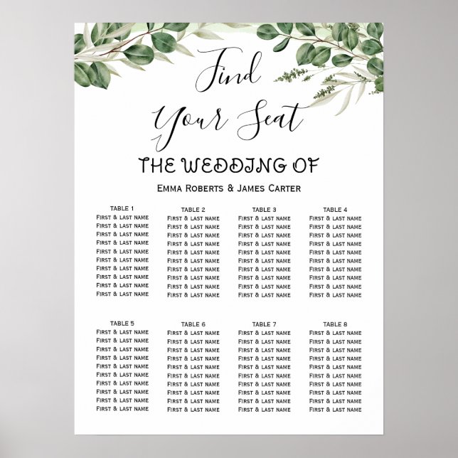 Enkelt säte för Grey Elegant bröllop Poster (Framsidan)