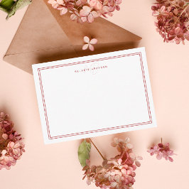 Enkelt Scarlet, minimalistiskt Monogram två Gräns Anteckningskort