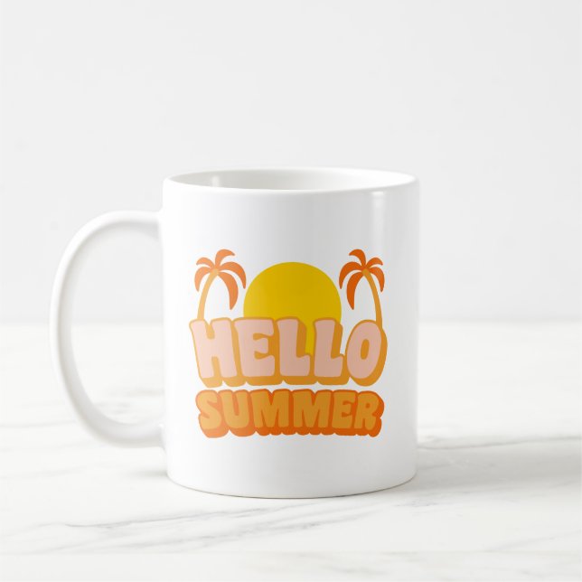 Enkelt schysst, djärv retro Golden Sol, sommar Kaffemugg (Vänster)