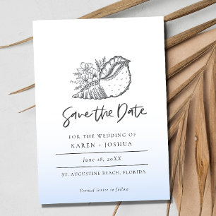 Enkelt Seashell Beach Wedding Spara datumet